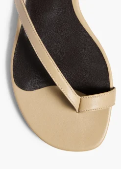 Aimee Flat Sandal in Beige Leather