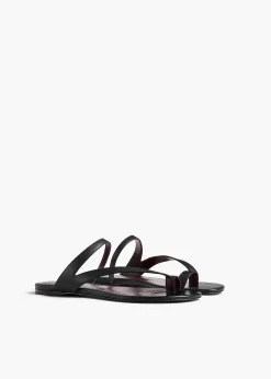 Aimee Flat Sandal in Black Leather