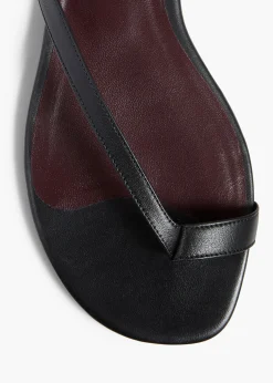 Aimee Flat Sandal in Black Leather