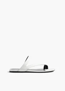 Aimee Flat Sandal in Optic White Leather