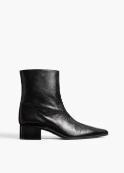 Andee Ankle Boot in Black Glazed Leather