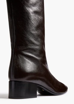 Andee Knee-High Boot in Black Glazed Leather