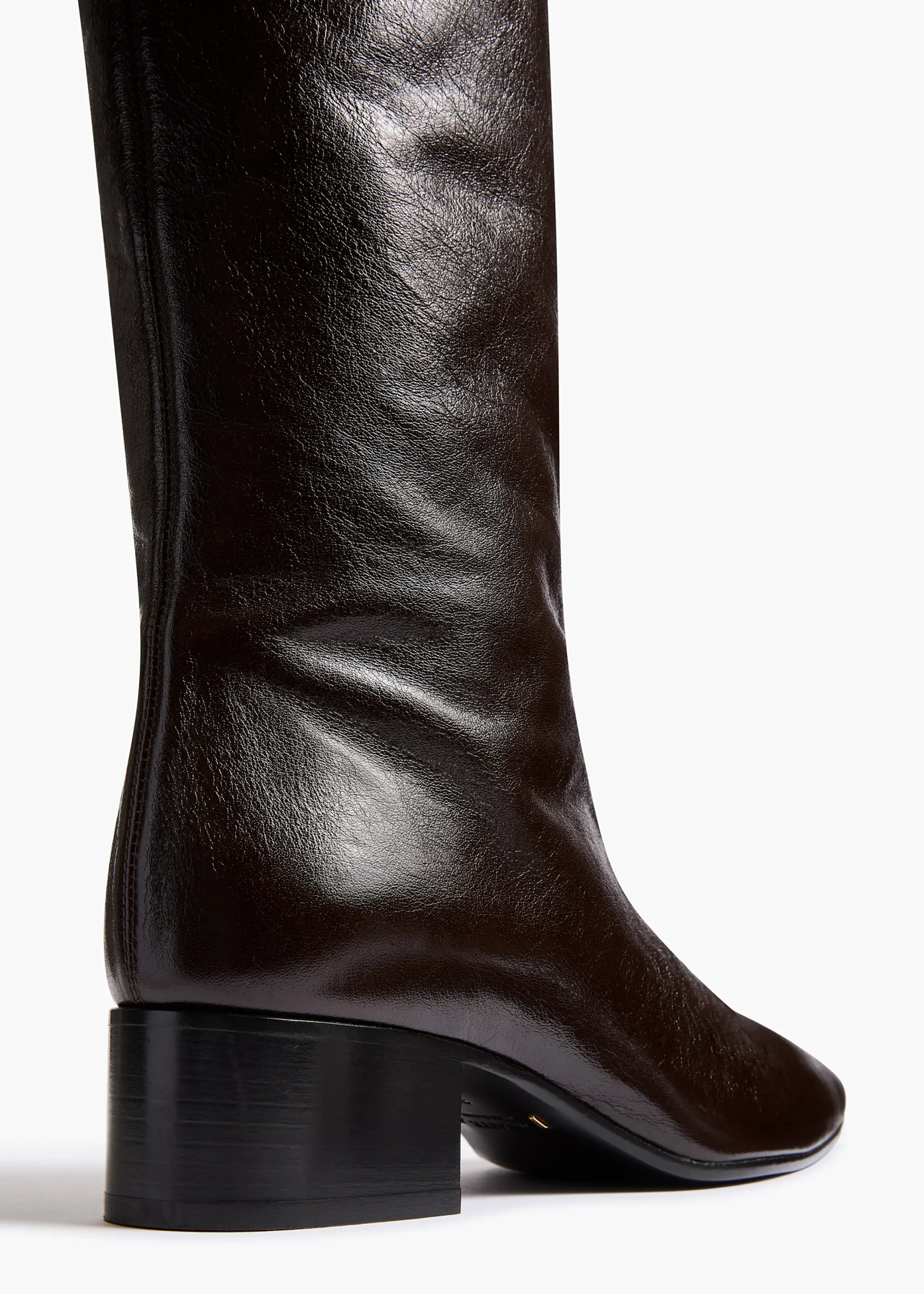 Andee Knee-High Boot in Black Glazed Leather