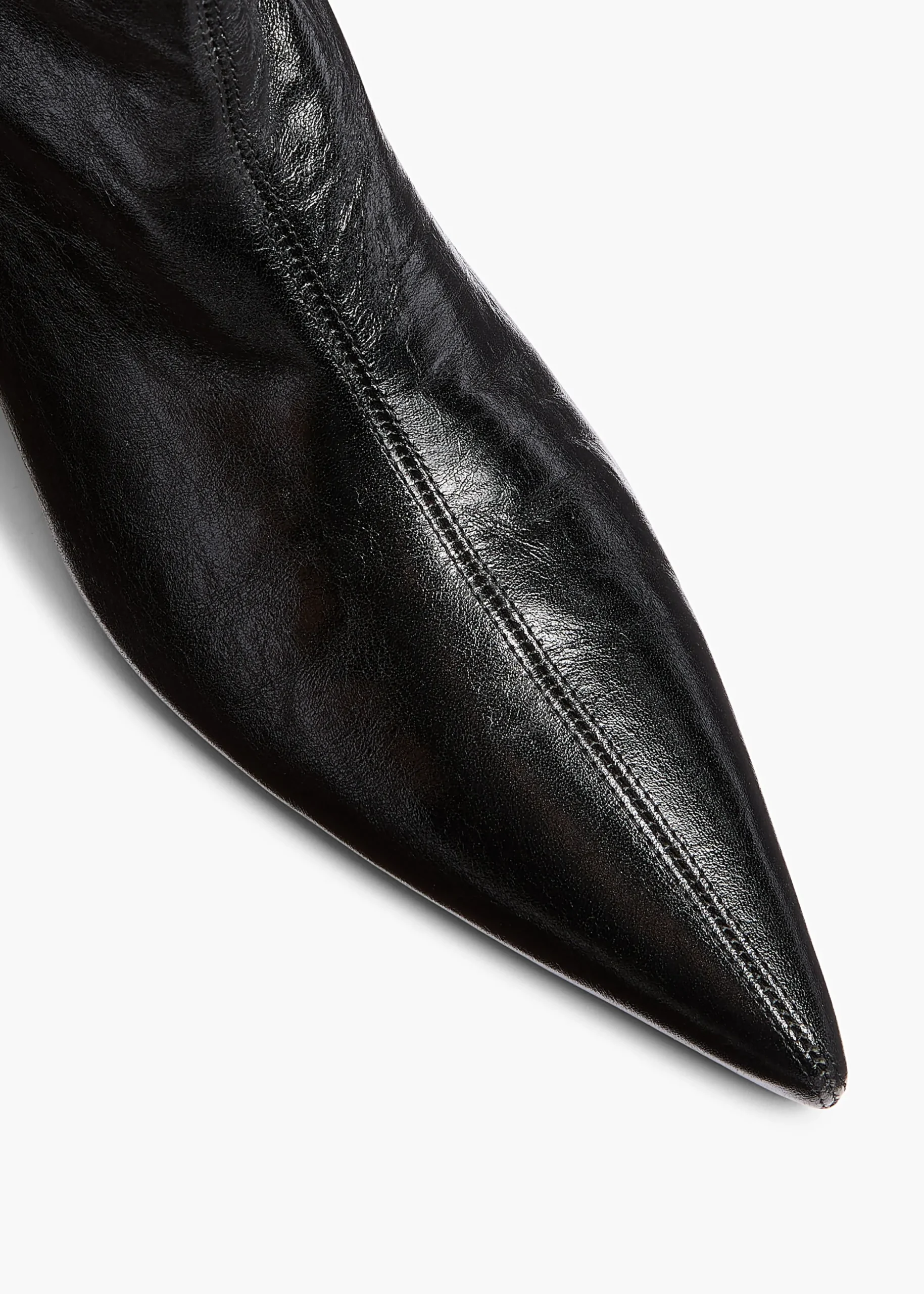 Andee Knee-High Boot in Black Glazed Leather