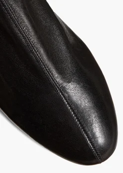 Apollo Flat Ankle Boot in Black Leather