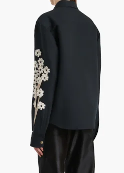 Argo Top in Black with Floral Embroidery