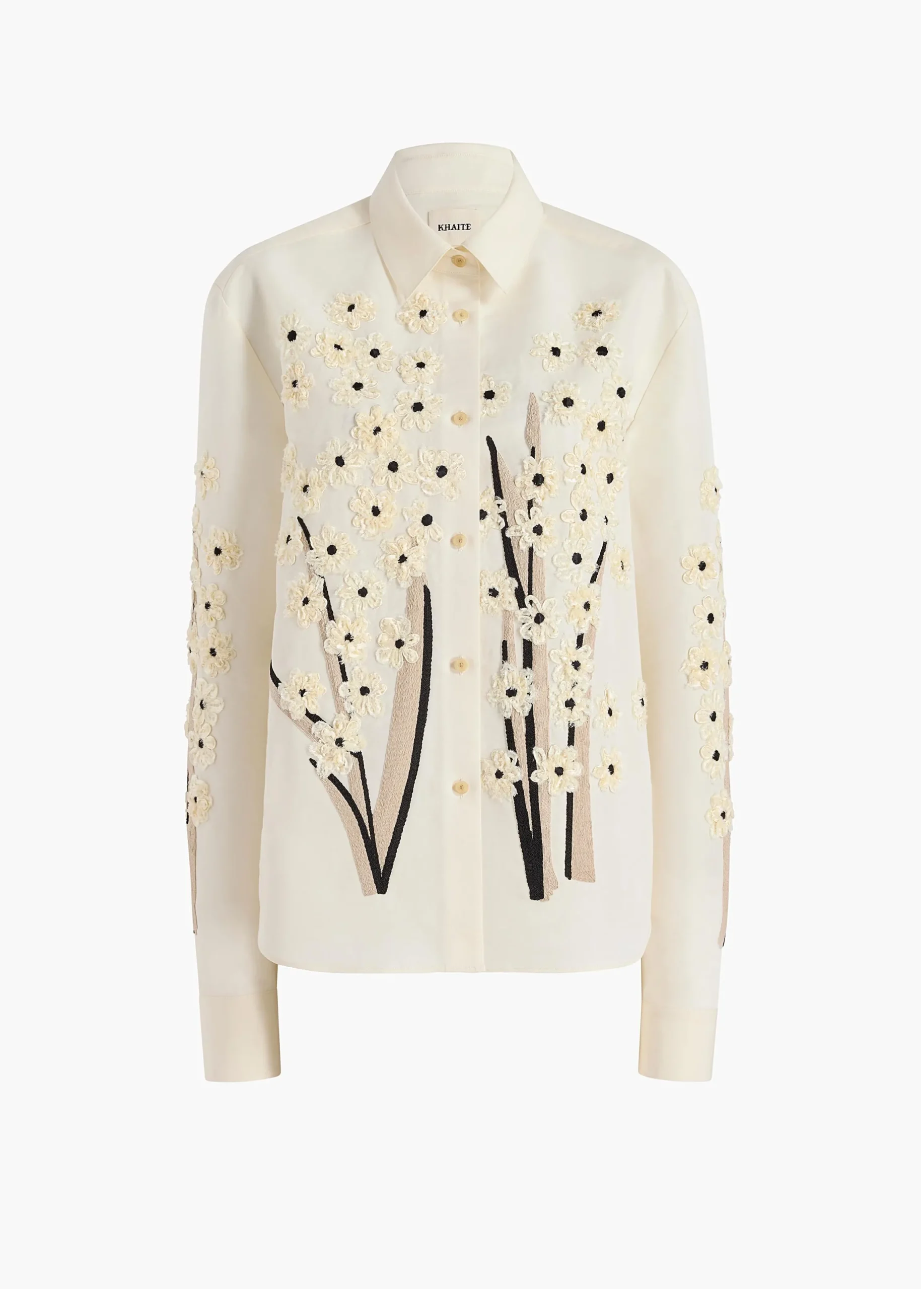 Argo Top in Natural with Floral Embroidery