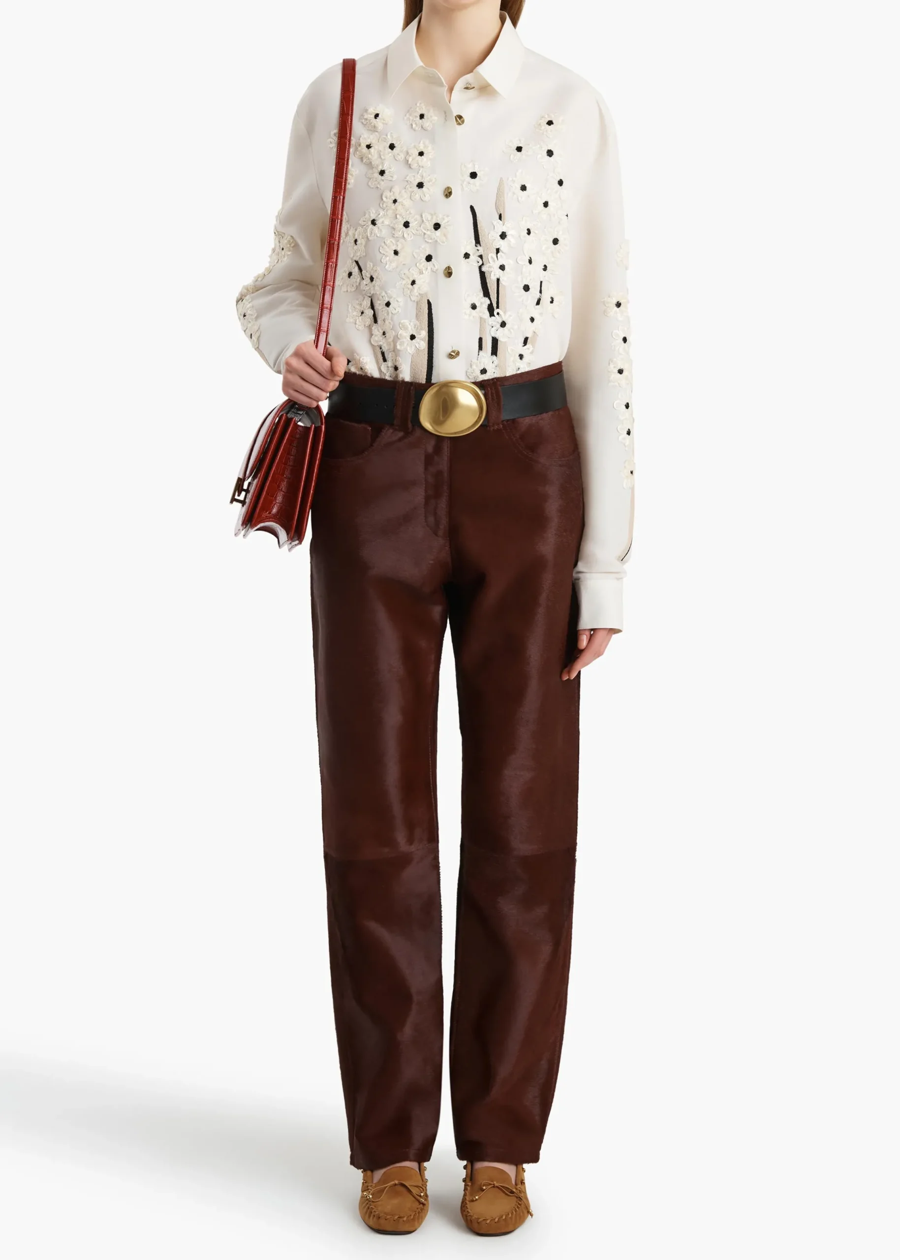 Argo Top in Natural with Floral Embroidery