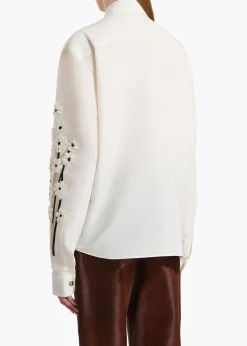 Argo Top in Natural with Floral Embroidery