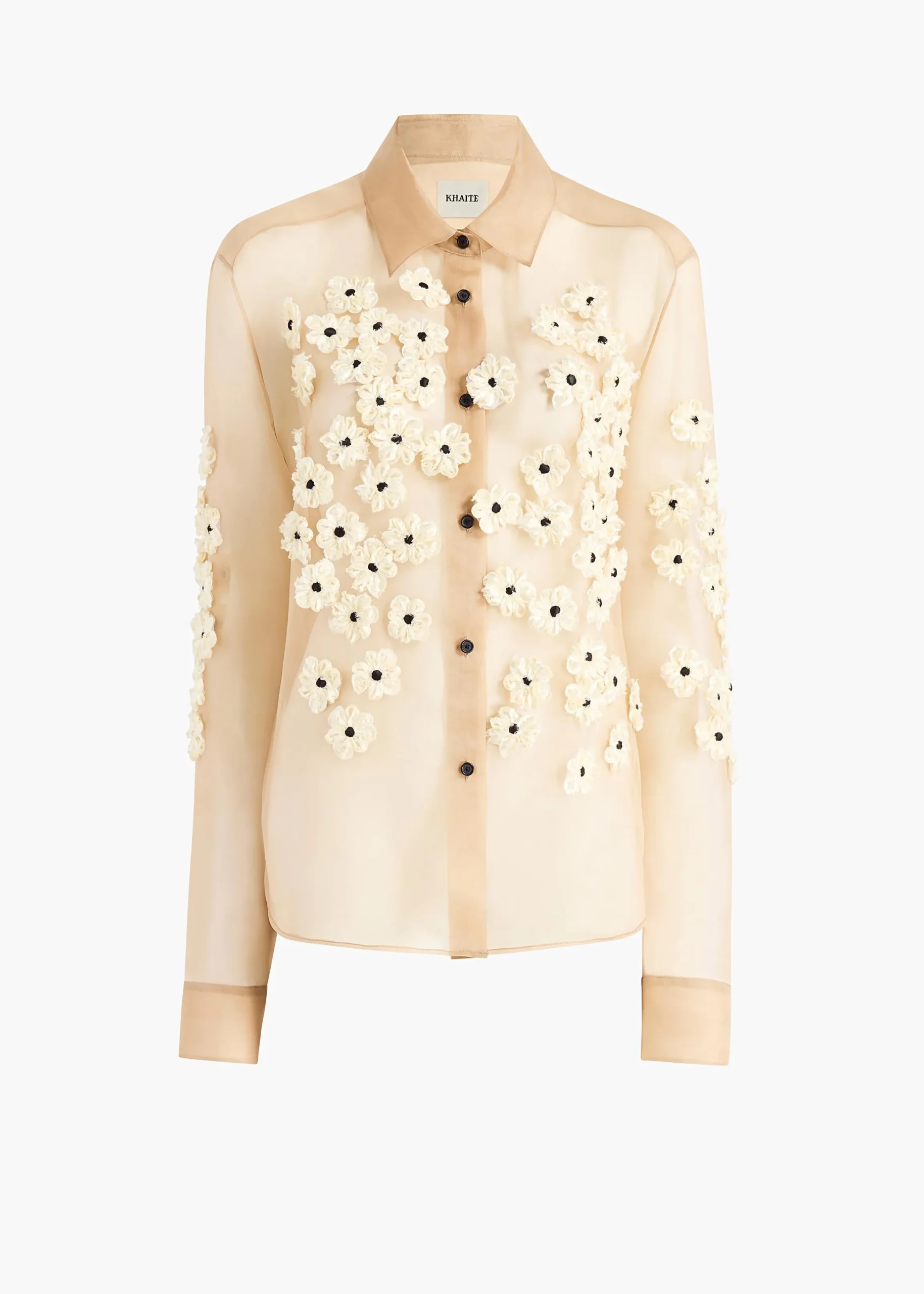 Argo Top in Tea Stain with Floral Embroidery
