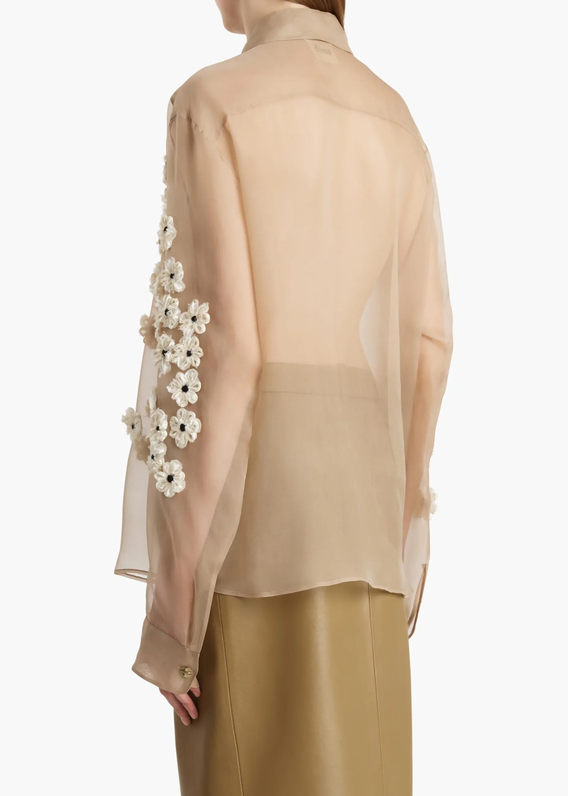 Argo Top in Tea Stain with Floral Embroidery