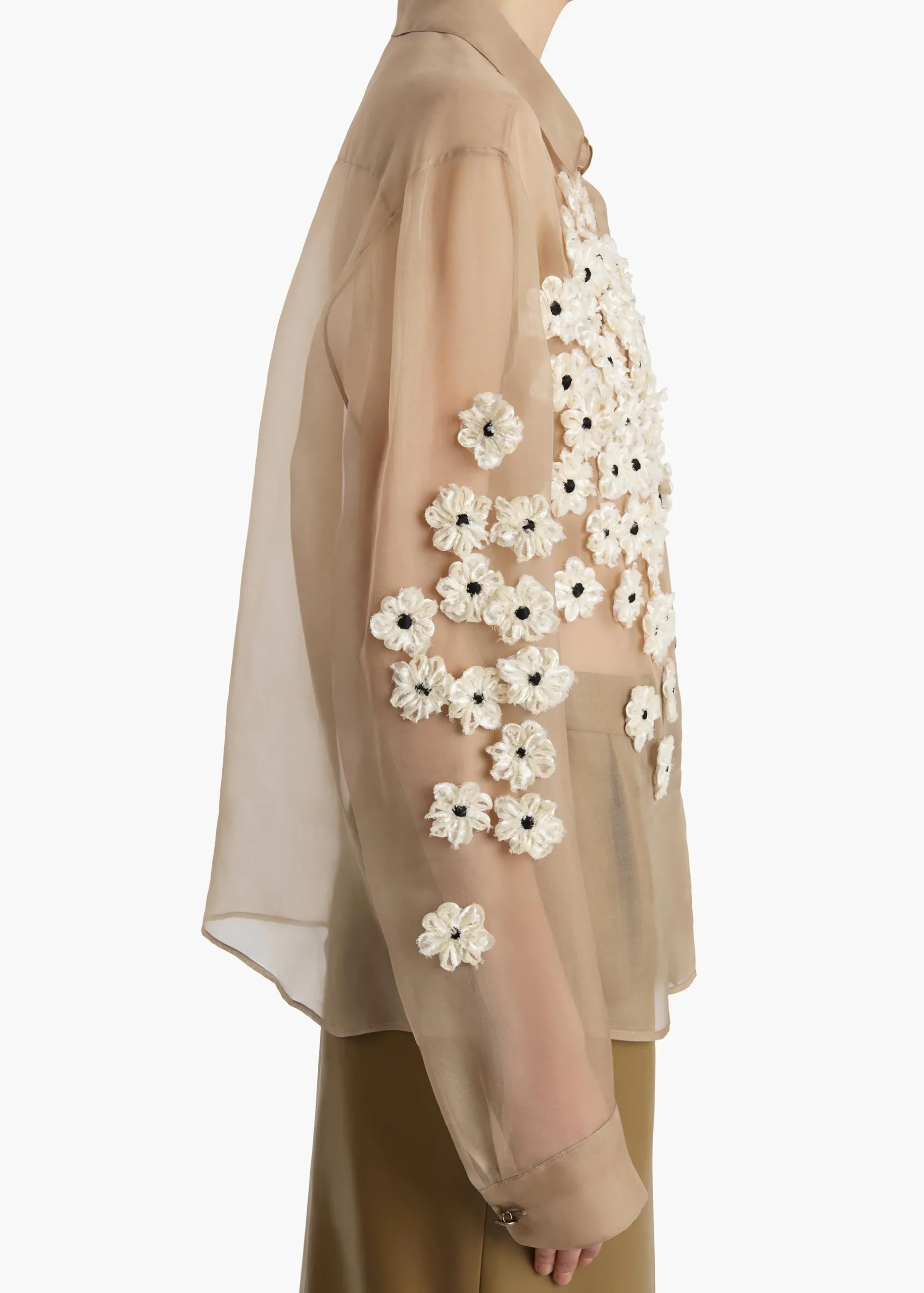 Argo Top in Tea Stain with Floral Embroidery