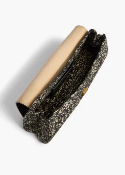 Audrey Clutch in Black and White Marled Raffia