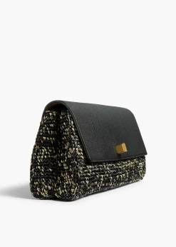 Audrey Clutch in Black and White Marled Raffia