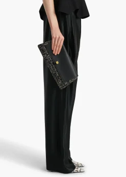 Audrey Clutch in Black and White Marled Raffia