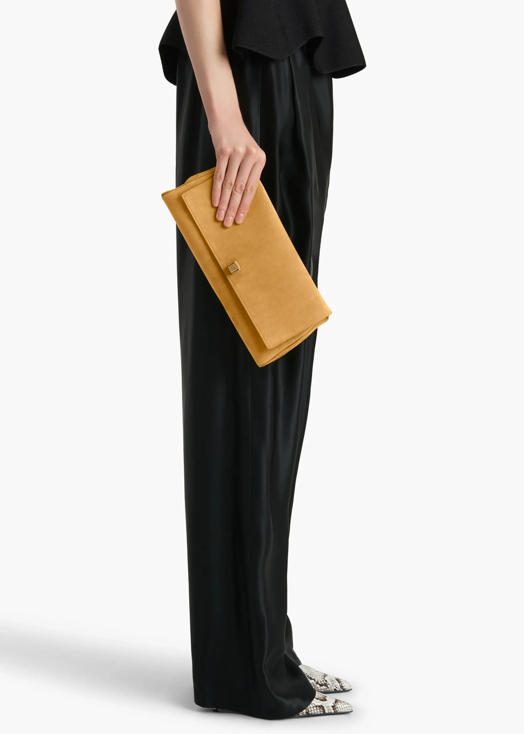 Audrey Clutch in Goldenrod Suede