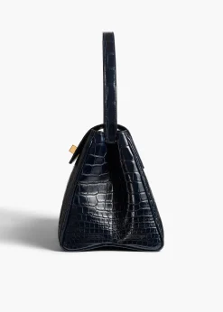 Audrey Top Handle Bag in Midnight Alligator