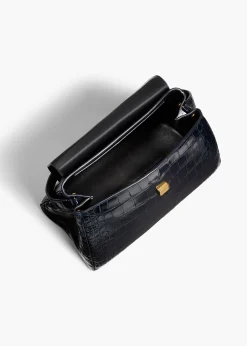 Audrey Top Handle Bag in Midnight Alligator
