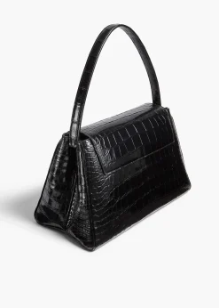 Audrey Top Handle Bag in Black Alligator