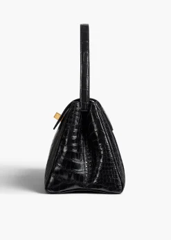 Audrey Top Handle Bag in Black Alligator