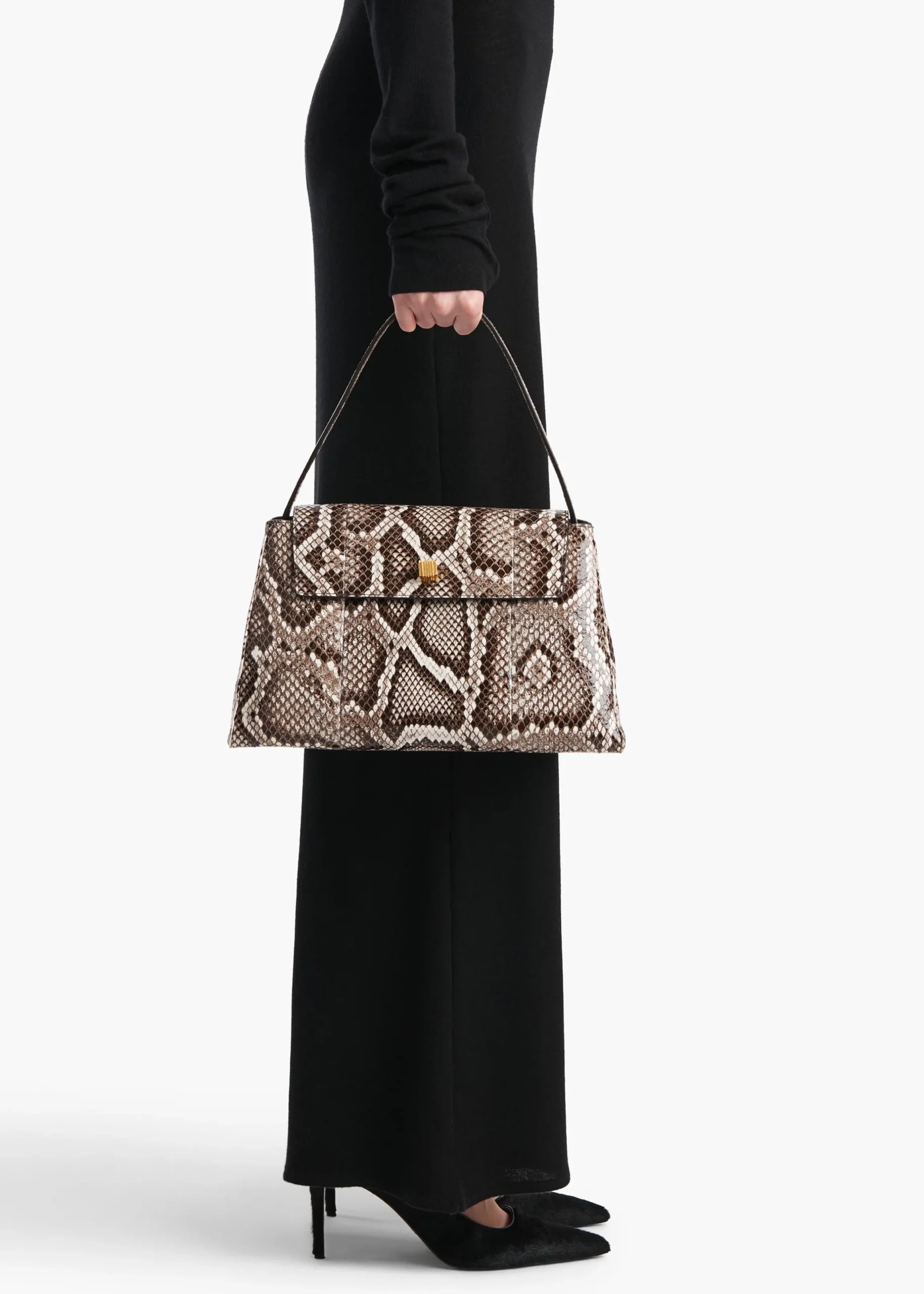 Audrey Top Handle Bag in Natural Python