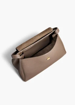 Audrey Top Handle Bag in Elephant Pebbled Leather