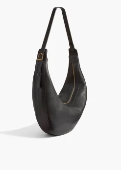 Augustina Hobo in Black Pebbled Leather