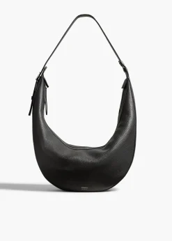 Augustina Hobo in Black Pebbled Leather