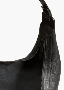 Augustina Hobo in Black Pebbled Leather