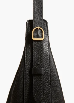 Augustina Hobo in Black Pebbled Leather