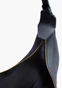 Augustina Hobo in Midnight Pebbled Leather