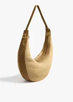 Augustina Hobo in Wheat Suede and Natural Raffia