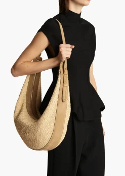 Augustina Hobo in Wheat Suede and Natural Raffia