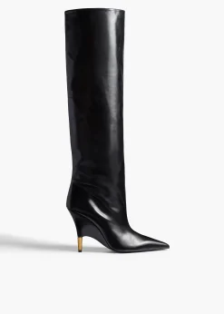 Bella Knee-High Boot in Black Leather