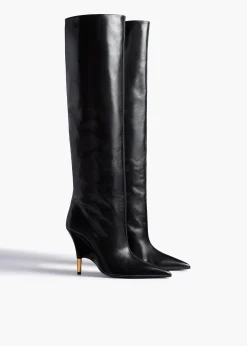 Bella Knee-High Boot in Black Leather