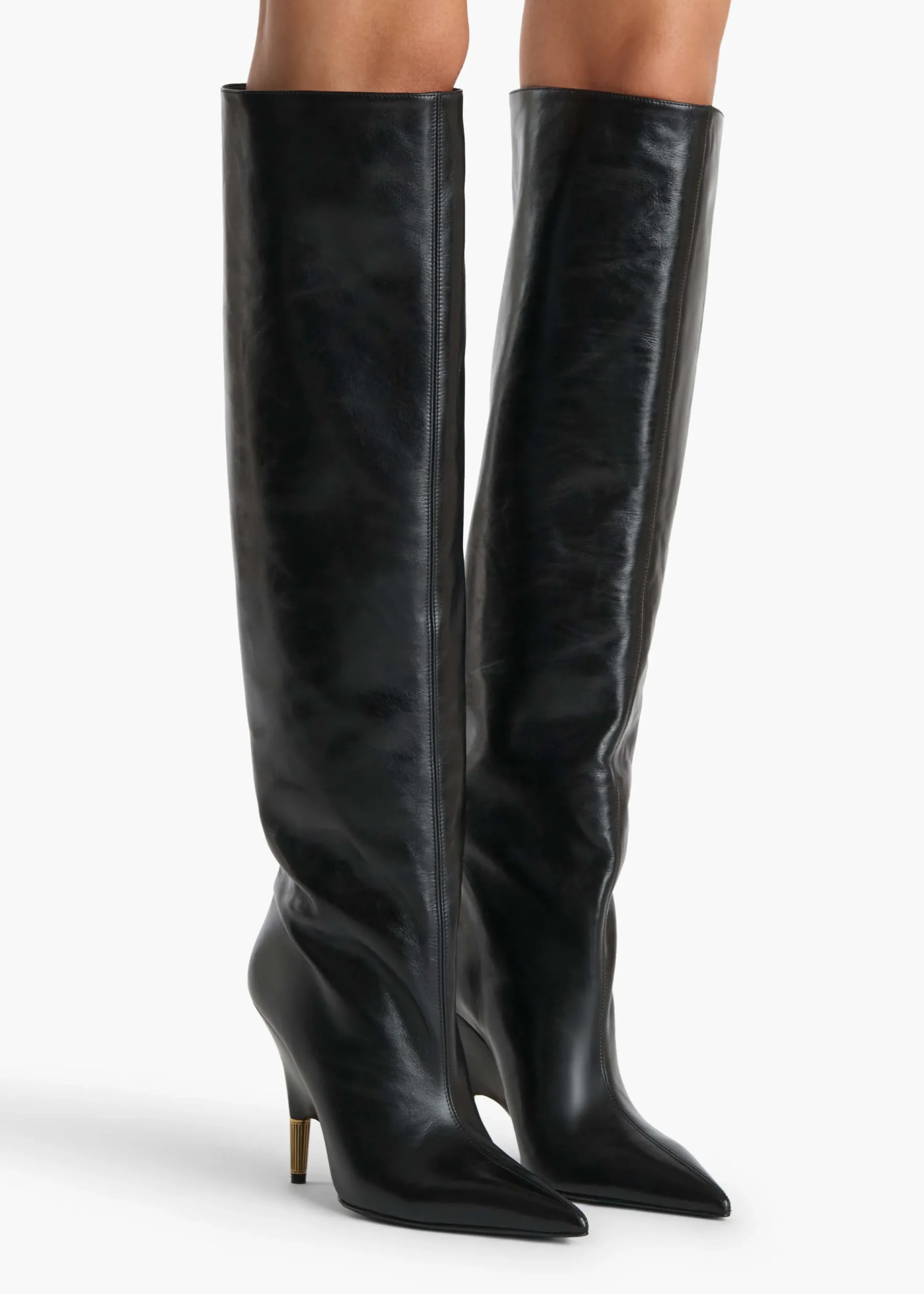 Bella Knee-High Boot in Black Leather