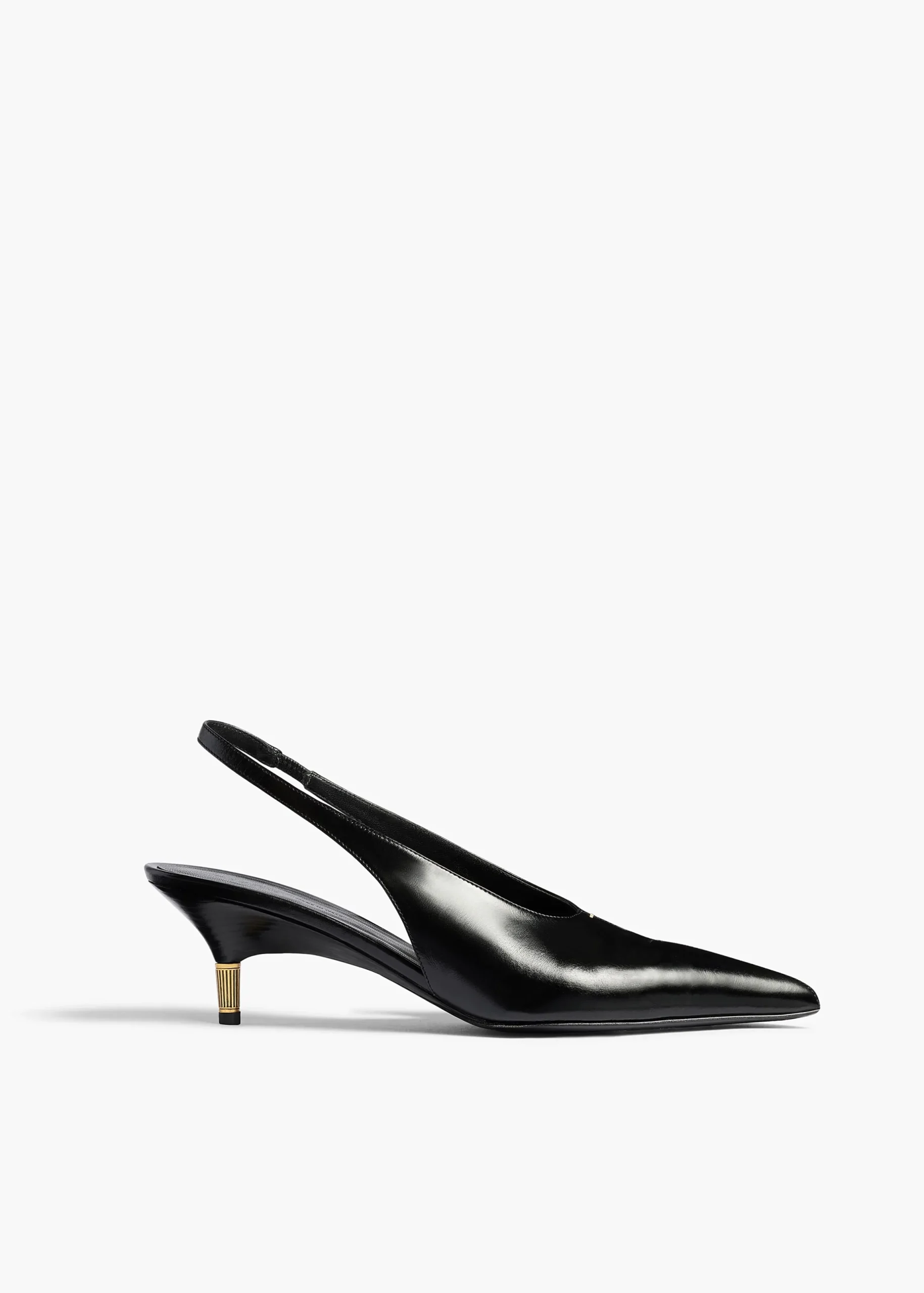 Bella Low Pump in Black Glazed Leather
