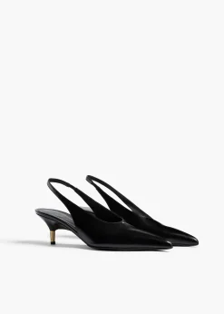 Bella Low Pump in Black Glazed Leather