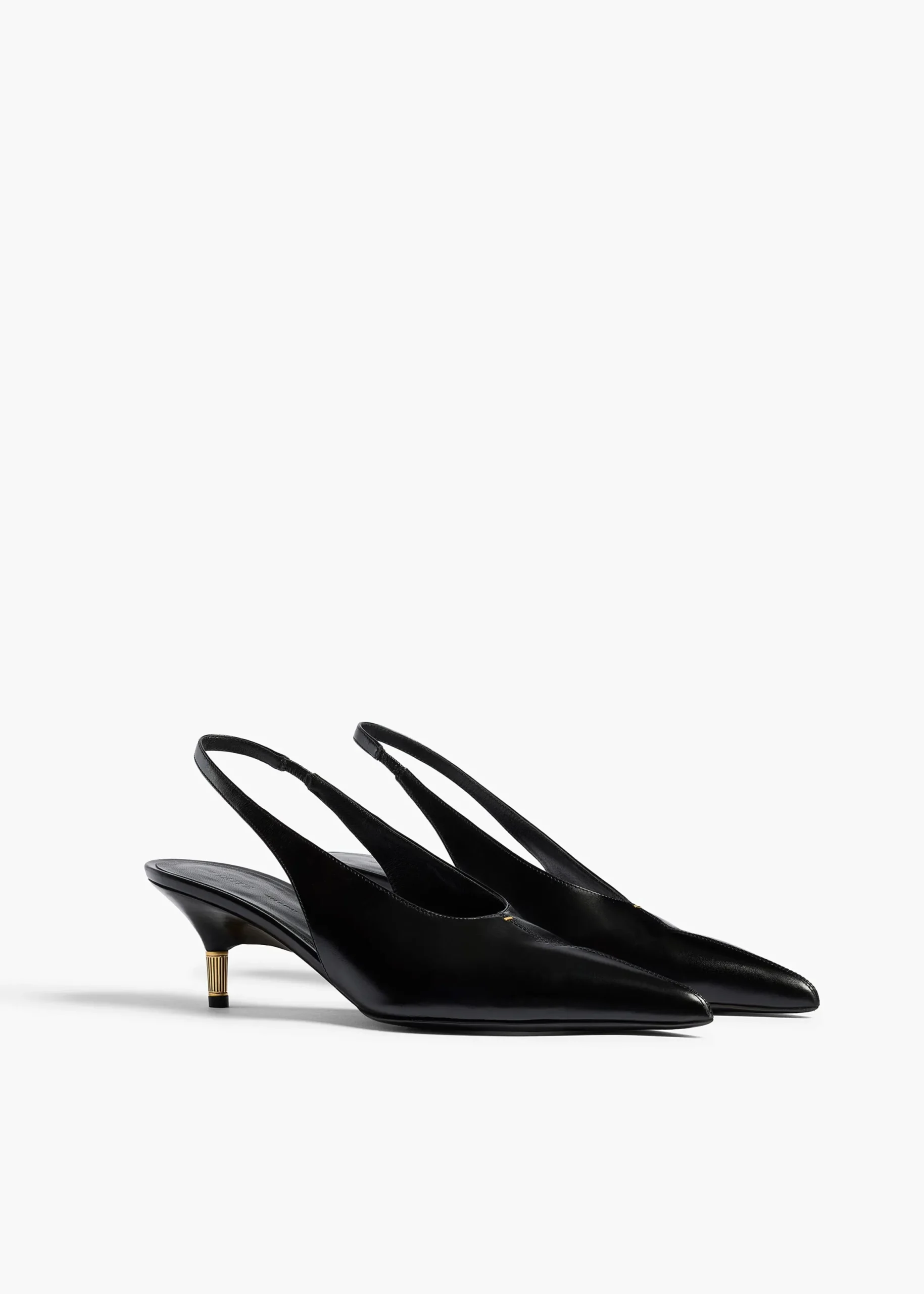 Bella Low Pump in Black Glazed Leather