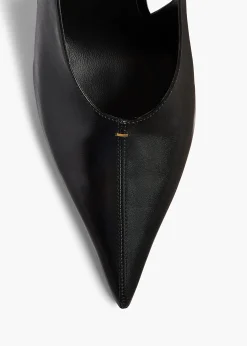 Bella Low Pump in Black Glazed Leather