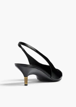 Bella Low Pump in Black Glazed Leather