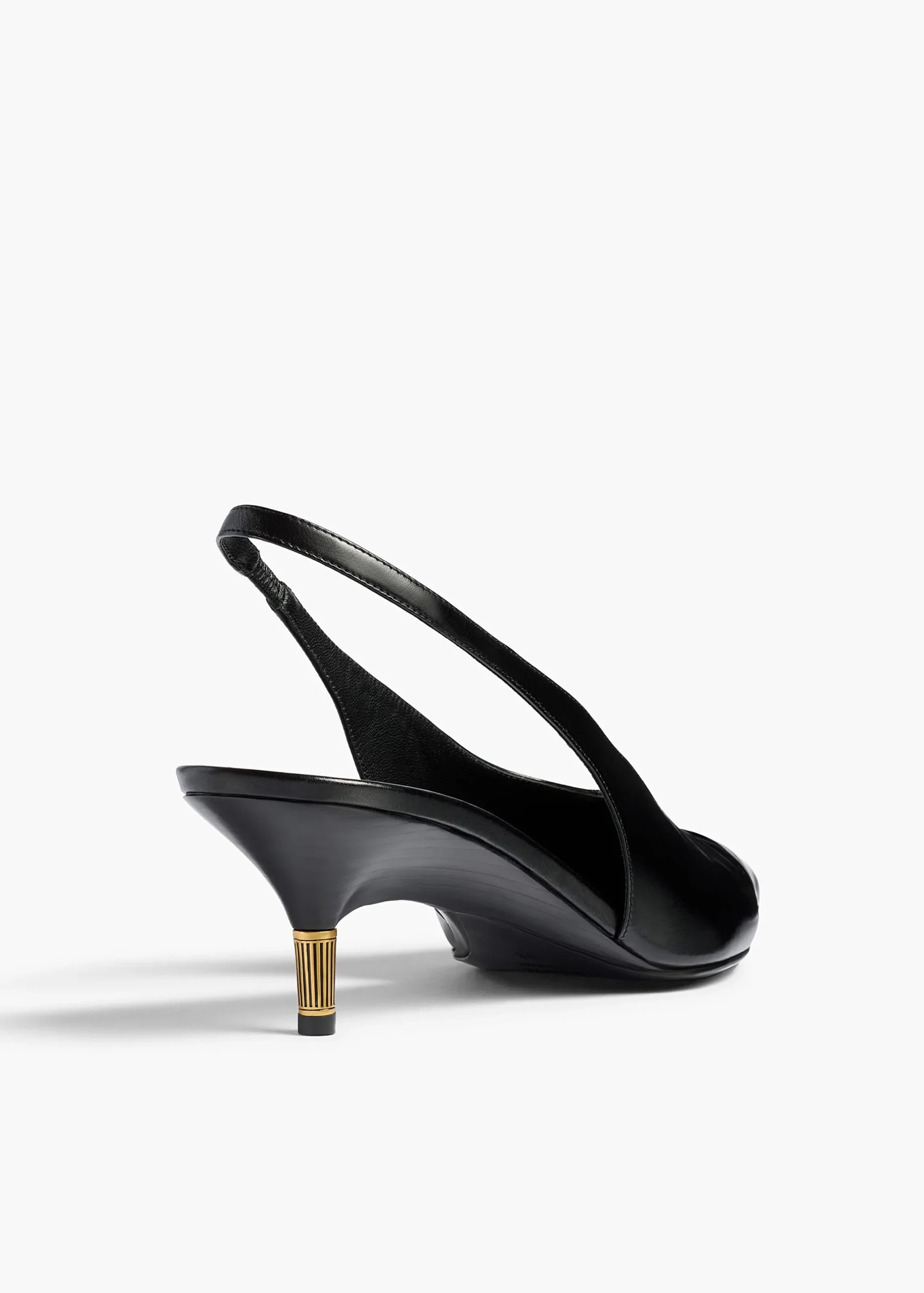 Bella Low Pump in Black Glazed Leather