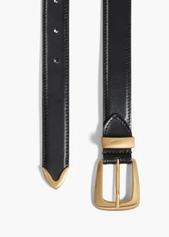 Benny Belt in Black Leather with Gold