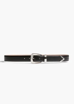 Benny Belt in Black Leather with Silver