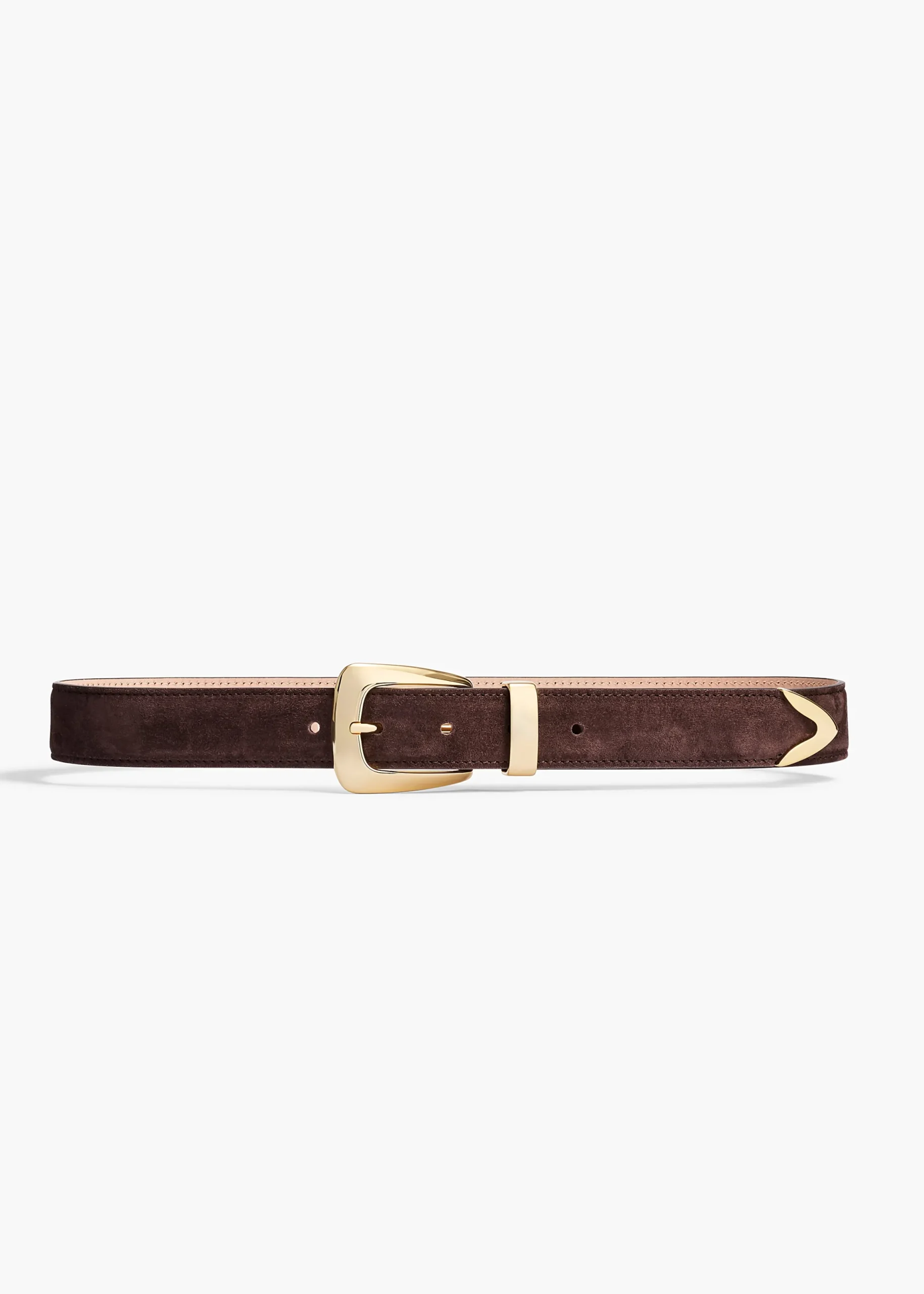 Benny Belt in Coffee Suede with Gold