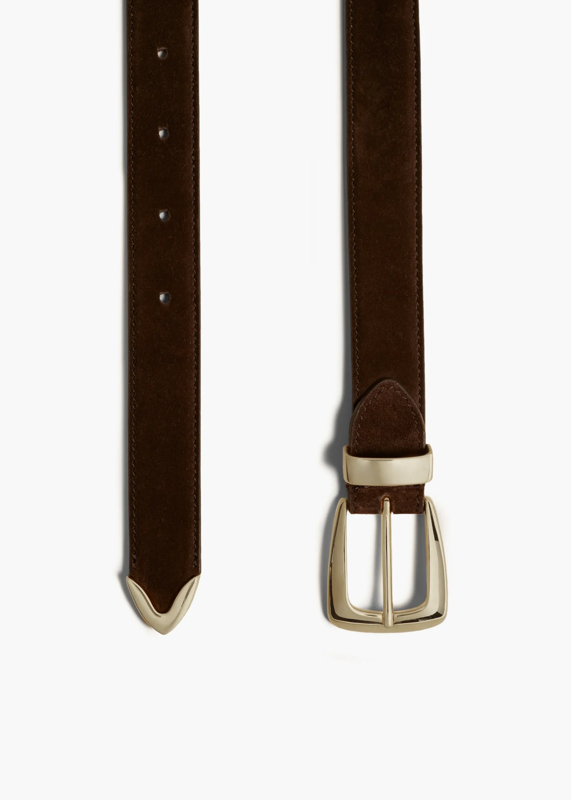 Benny Belt in Coffee Suede with Gold