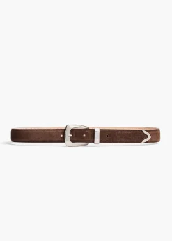 Benny Belt in Ebano Suede with Silver