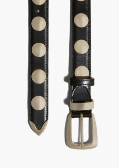 Benny Belt with Studs in Black Leather and Gold