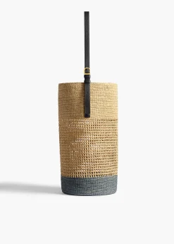 Billie Bucket Bag in Natural and Lead Raffia