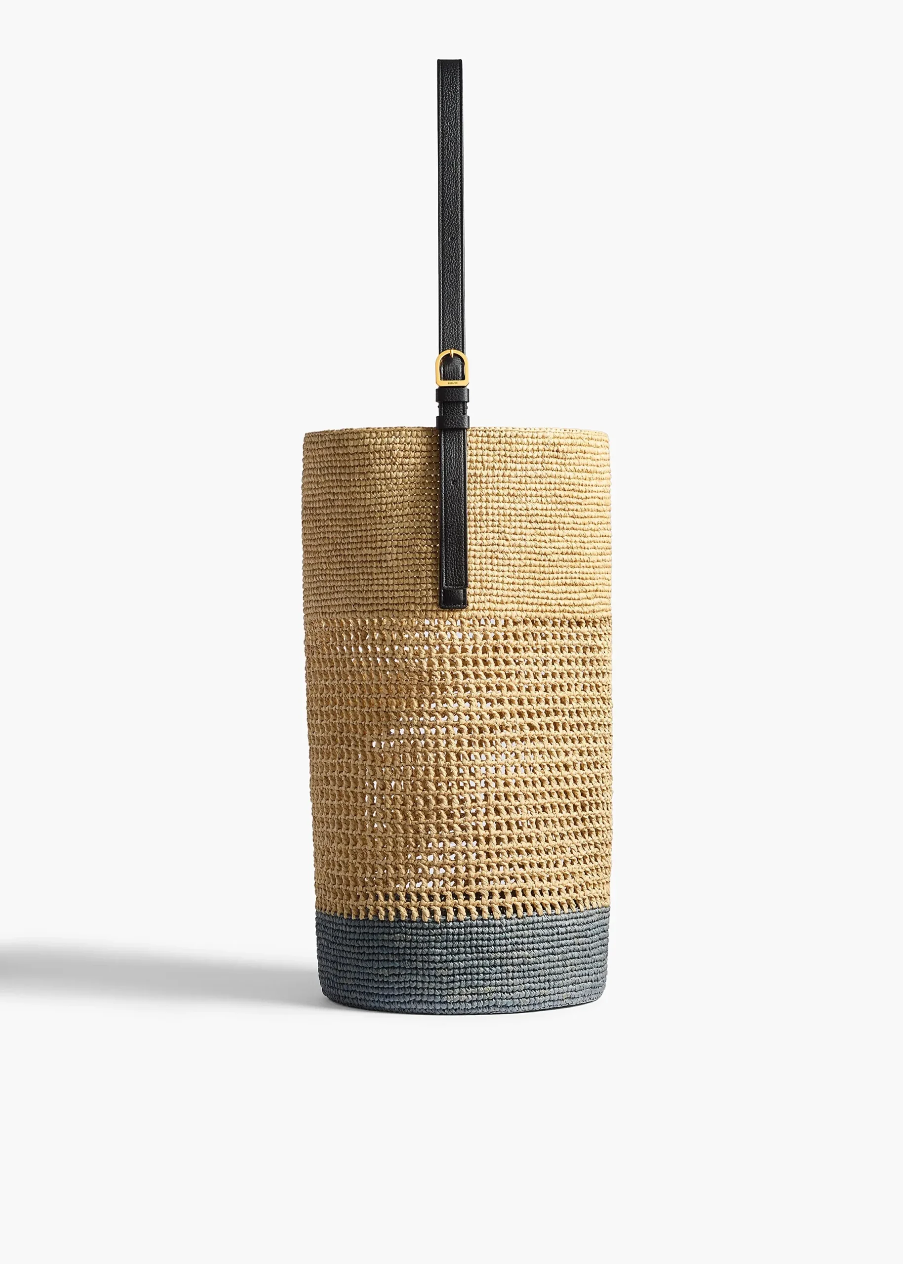 Billie Bucket Bag in Natural and Lead Raffia